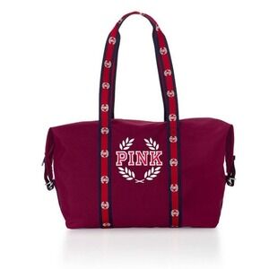 Victoria's Secret PINK‎ Burgundy Duffle Bag Weekender Tote with Studded StrapVGT